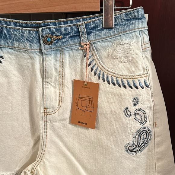 DESIGUAL bohemian frayed denim shorts size EU32 (US12) - Picture 8 of 10